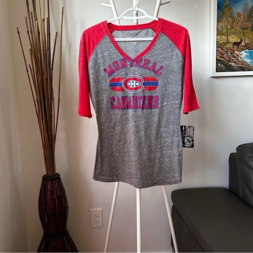 NHL Gray and Red Raglan Tee